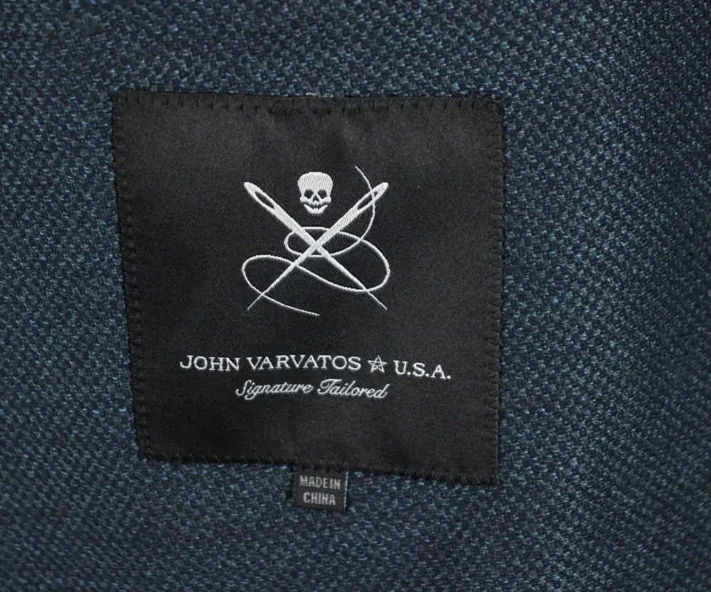 John Varvatos Varick Jacket Mens 40 R Wool Slim Fit Green Blue Check